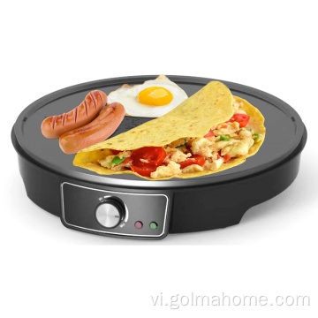 12 &quot;Máy tạo bánh pancake tự động retro với thìa gỗ và máy rải có thể điều chỉnh nhiệt độ Crepe Crepe